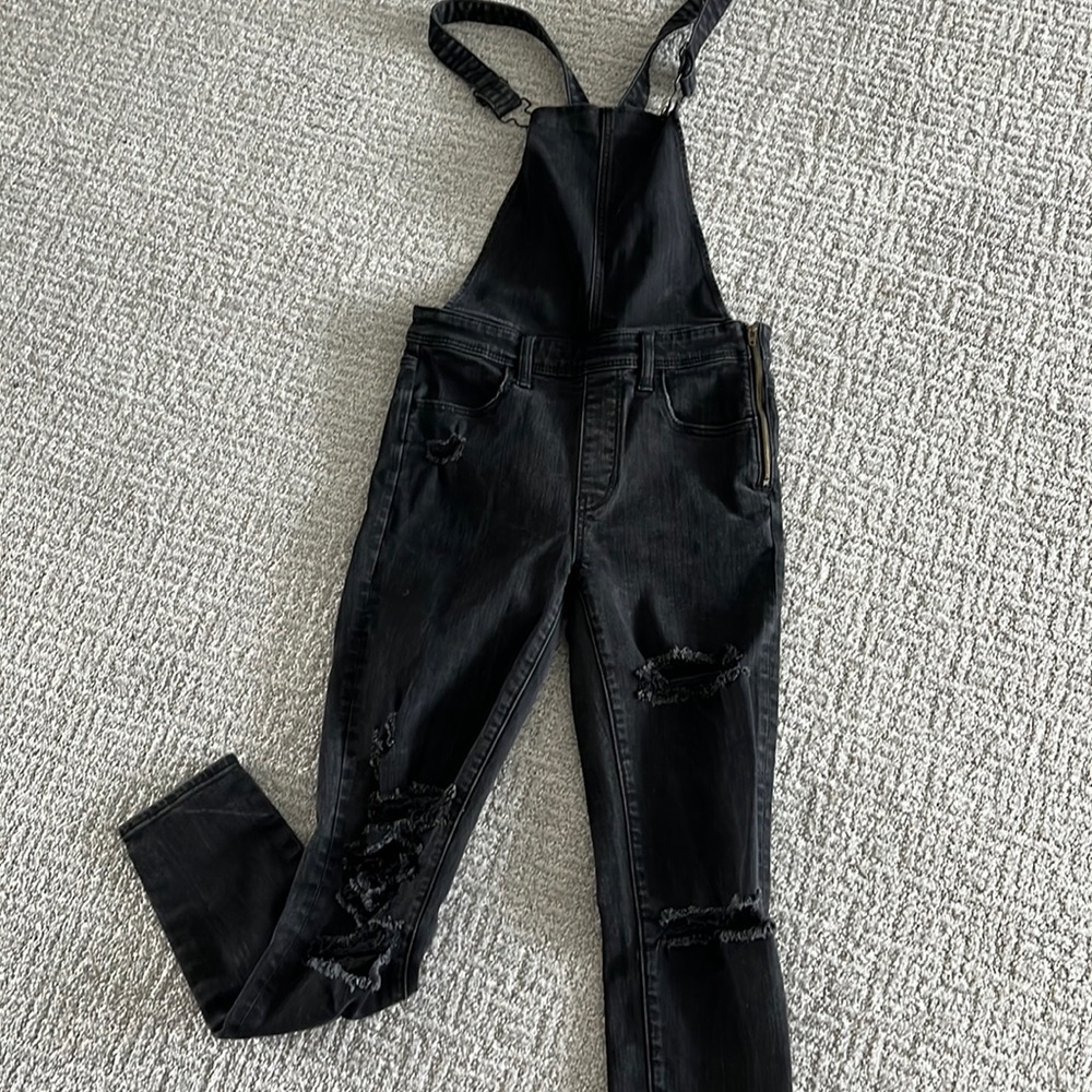 Black jean denim jegging overalls